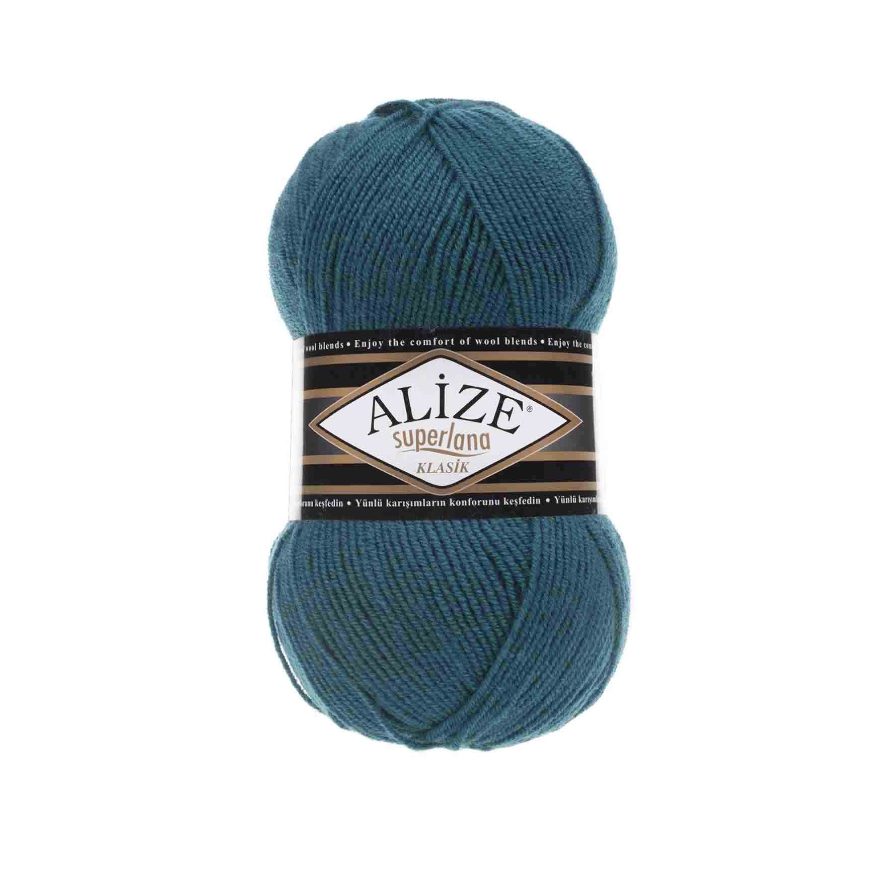 Пряжа Alize "Super Lana Klasik" (100гр) цв.212 петроль
