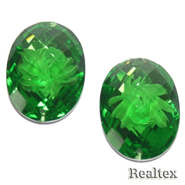 Стразы пластиковые пришивные AB-4 большие цв.зеленый 