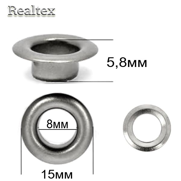 Люверсы № 5 (8мм) с кольцами цв.чёрный никель