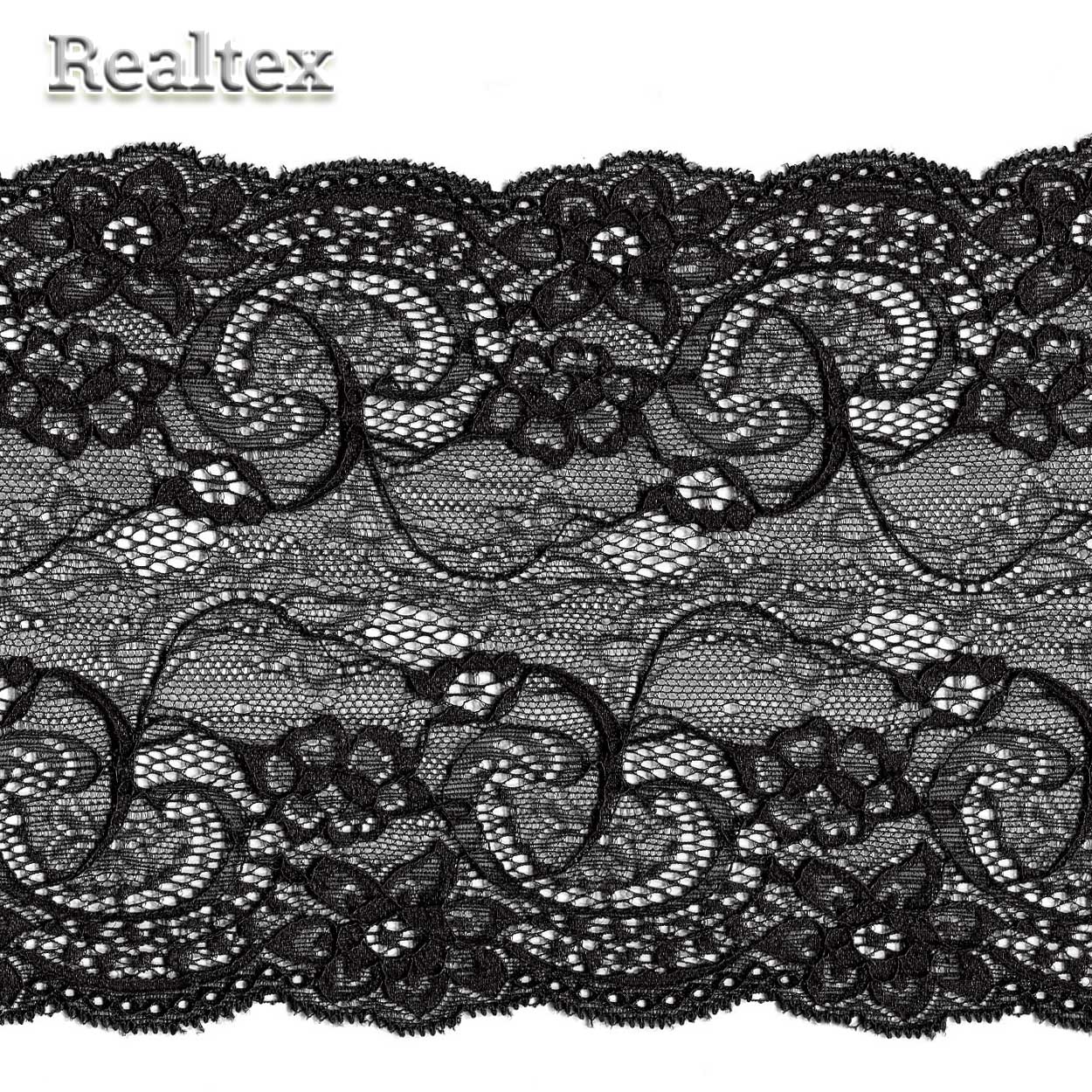Кружево стрейч Реалтекс 180мм XD 822-18 (15м) цв.черный