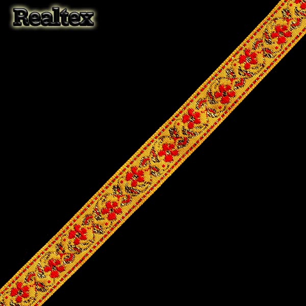 Тесьма жакардовая 18мм с1856г17 рис.9599 "в" (25м) цв.желтый/золото