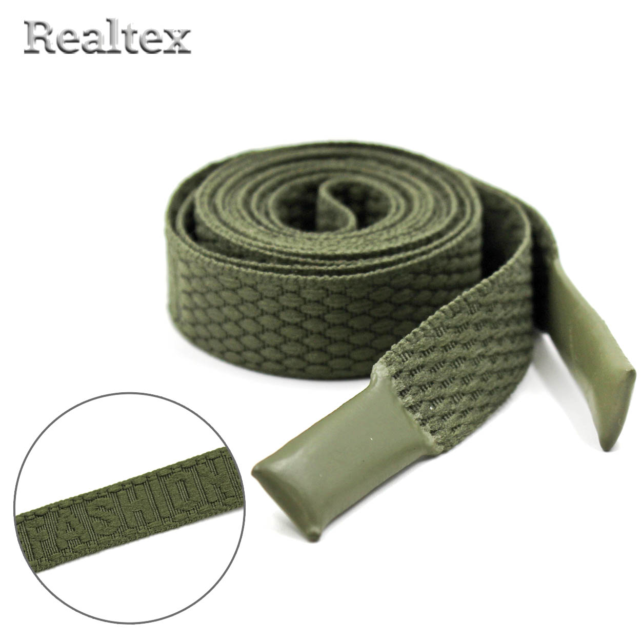 Шнур с наконечниками Realtex R- 3 Fashion плоский шир.15мм 140см (10шт) цв.хаки