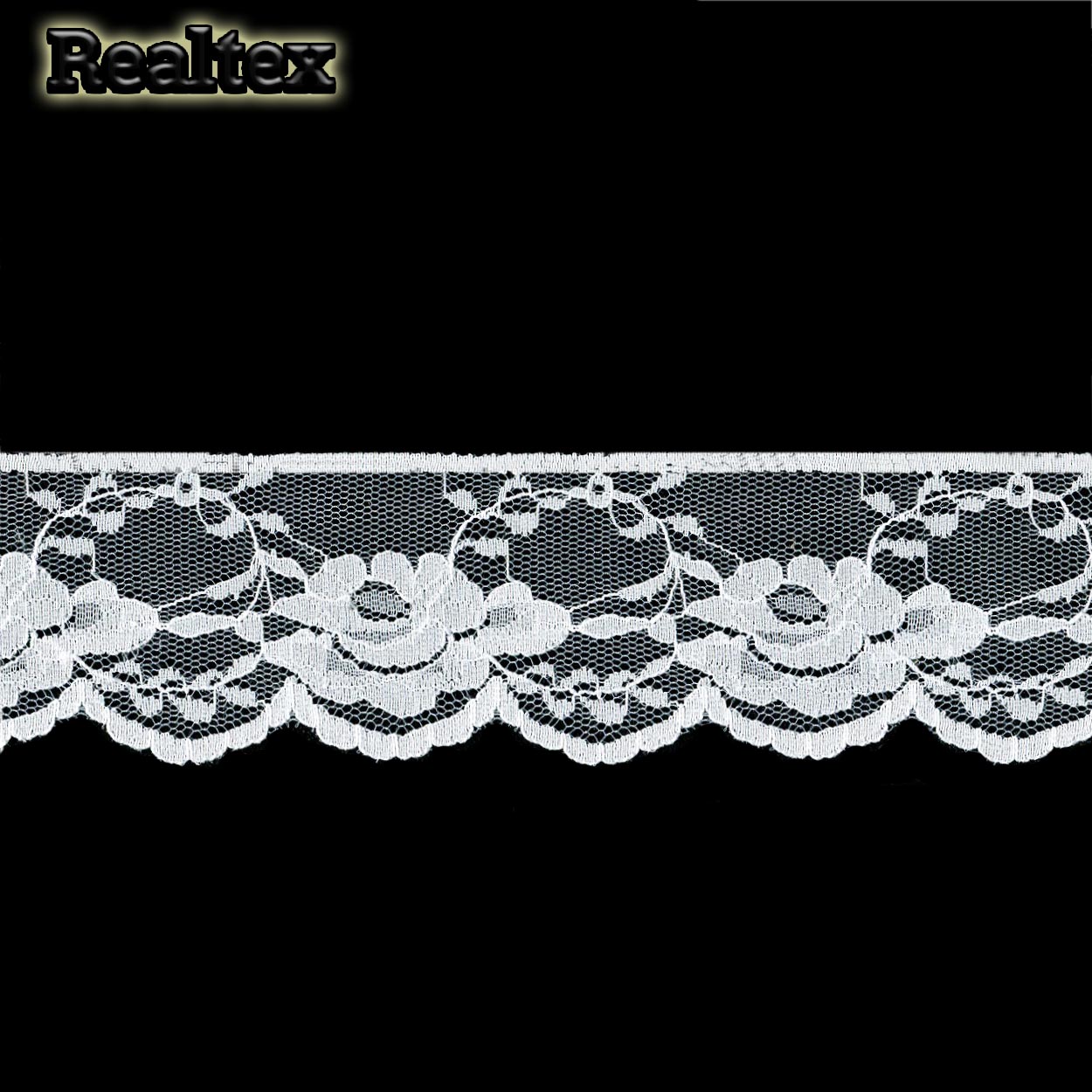 Кружево капроновое  50мм TBY 1676 (27,4м) цв.01 белый 