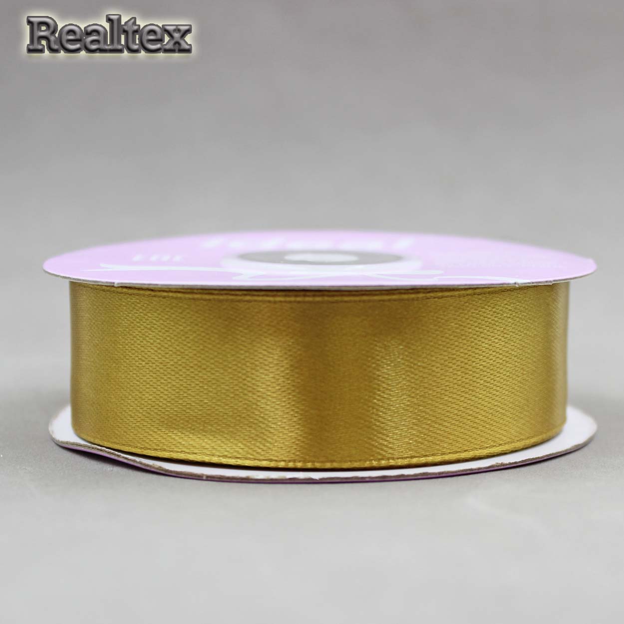 Лента атласная 25мм Realtex (27,4м) цв.3023 тёмно-золотой