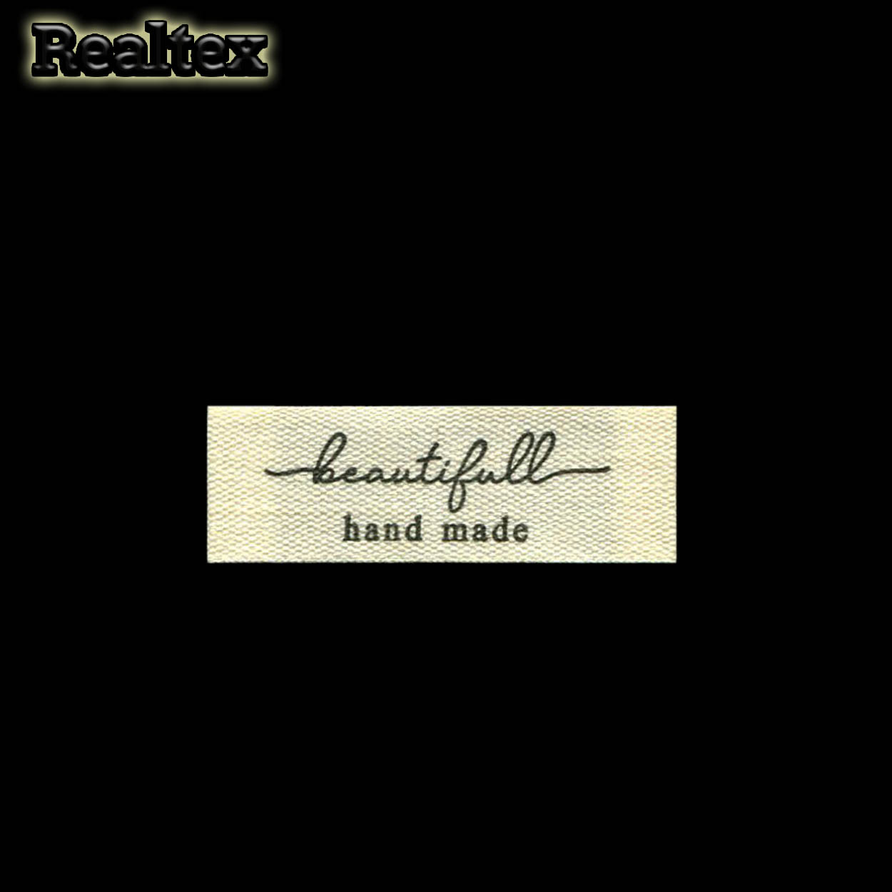 Бирка пришивная ткань Реалтекс №32 "HandMade" (25шт) цв.суровый