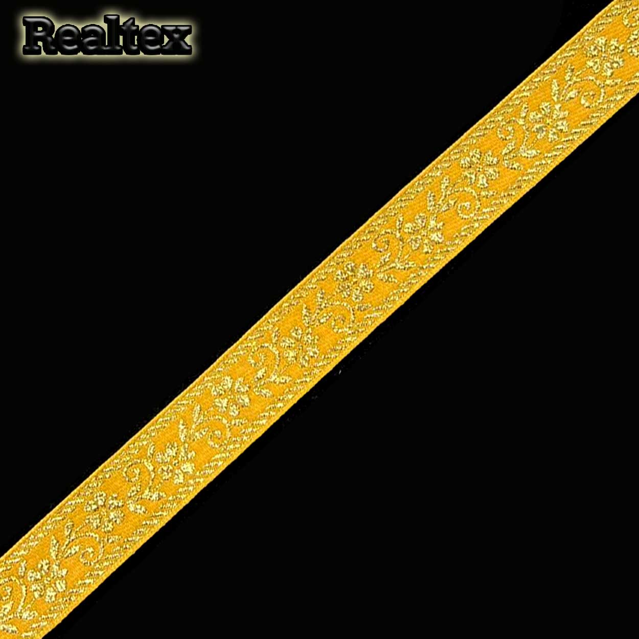 Тесьма жакардовая 24мм с1857г17 рис.9839"в" (25м) цв.желтый/золото