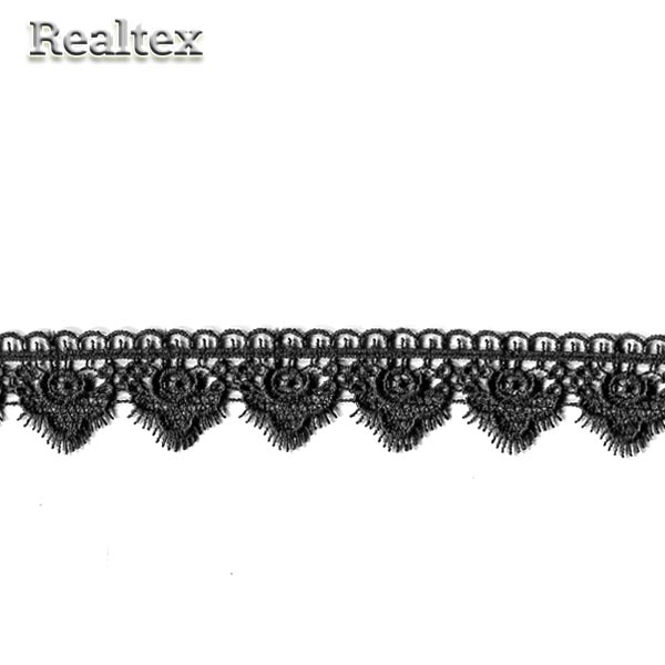Кружево  гипюр  Realtex  30мм LF-6668 цв.01 чёрный  