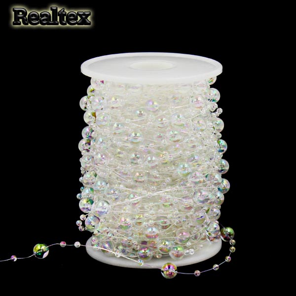 Бусины тесьма Realtex 3мм+8мм цв.прозрачный АВ (ТАВ)