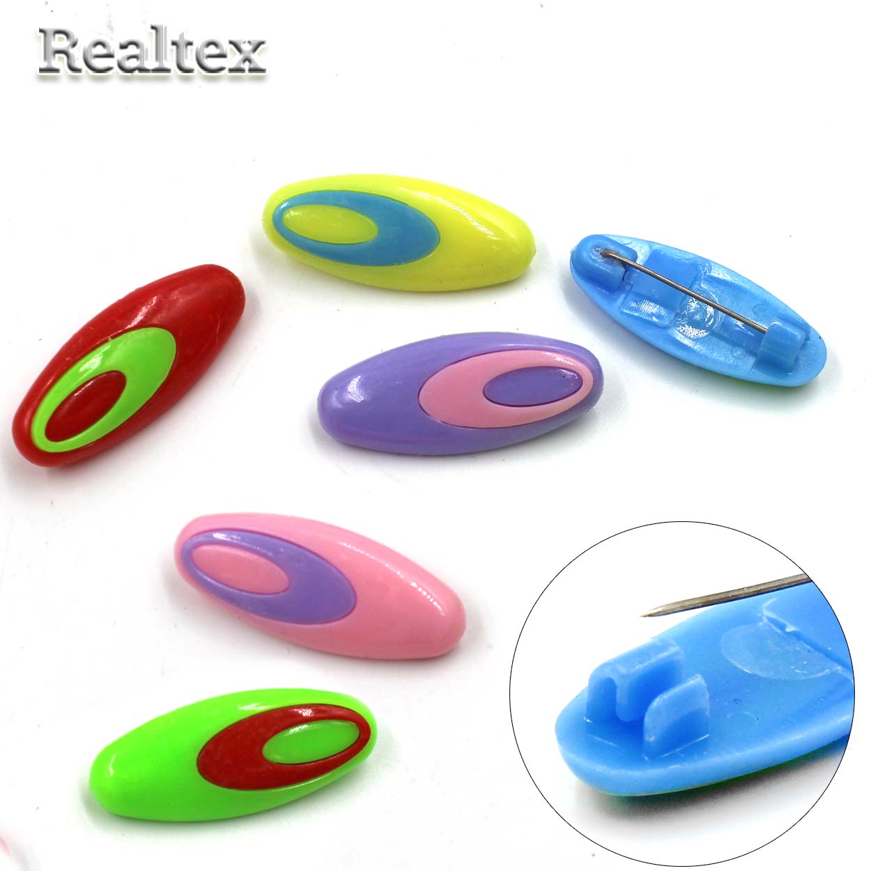Булавки для постельного белья Realtex "Овал" (50шт) цв.ассорти
