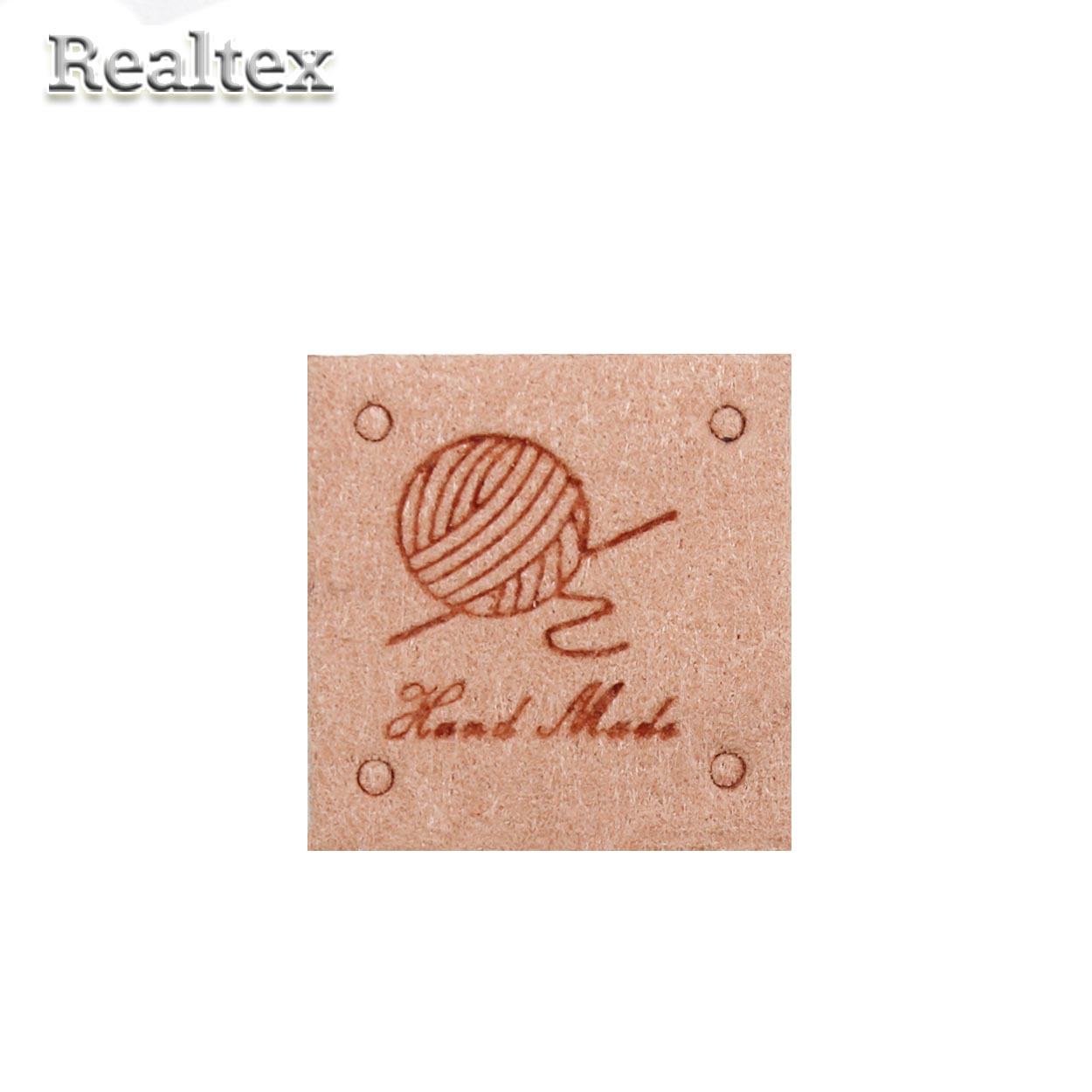 Бирка пришивная замша Realtex №06 "HandMade" цв.пудровый