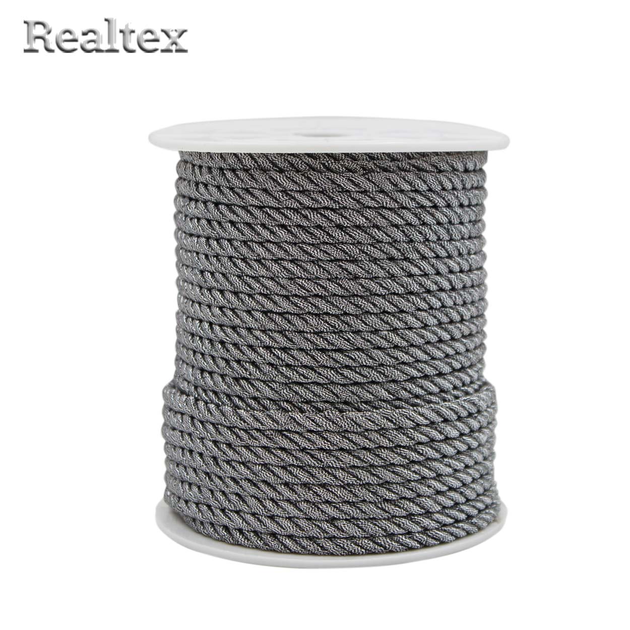 Шнур люрекс Realtex 4мм цв.черное серебро 