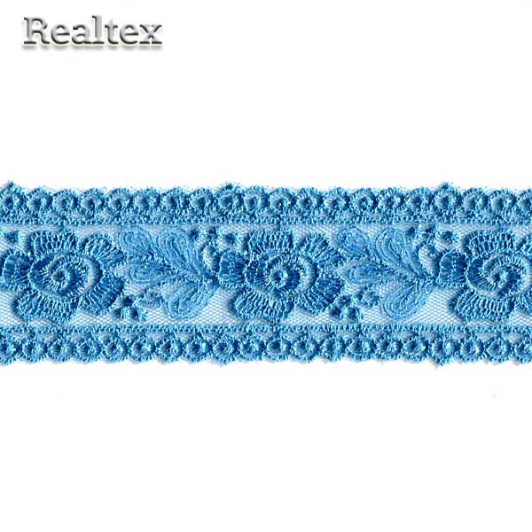 Кружево на сетке  45мм 2943 цв.085 бирюзовый