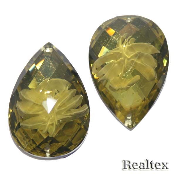 Стразы пластиковые пришивные AB-2 средние цв.хаки 