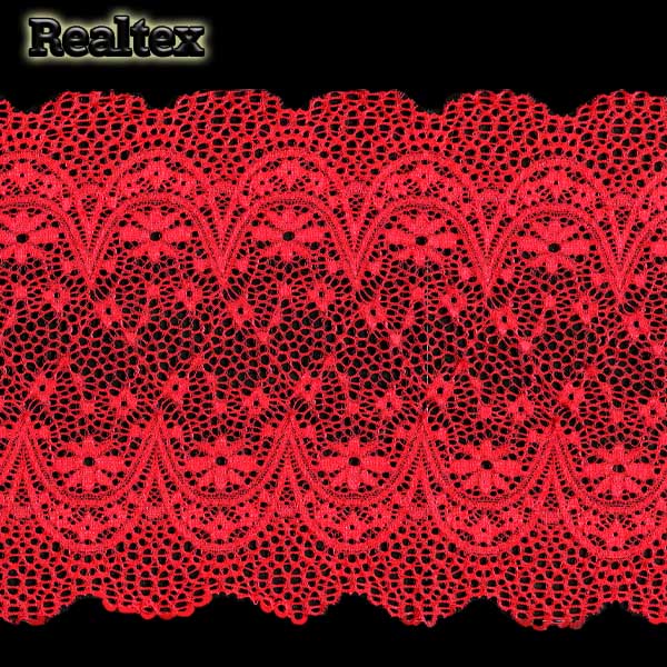 Кружево стрейч 220мм TBY 8013 цв.SD163 красный
