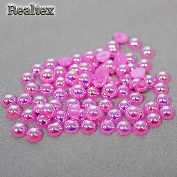 Полу-бусы  8мм (20гр) цв.АВ ярко-розовый