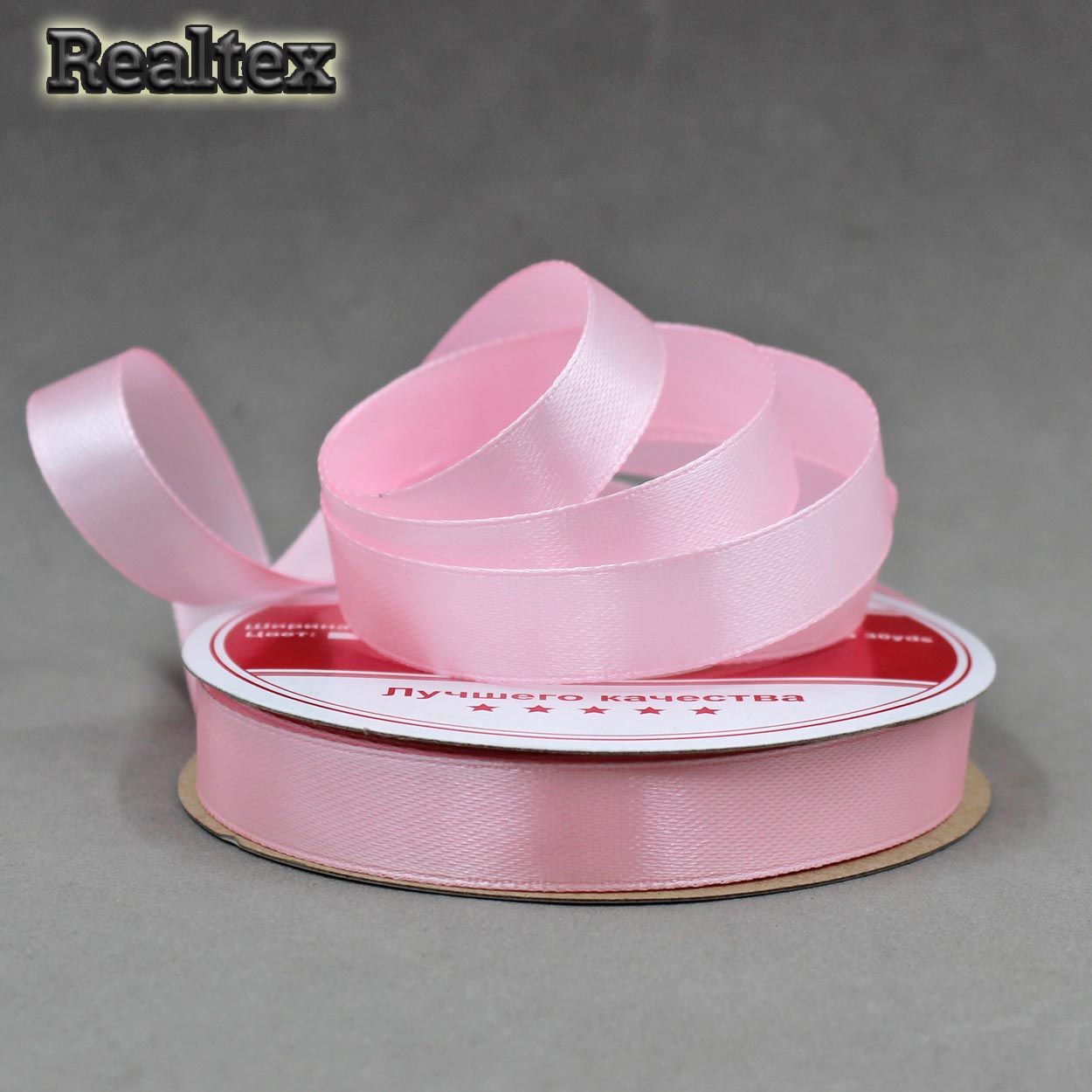 Лента атласная 12мм Realtex (27,4м) цв.037 светло-розовый