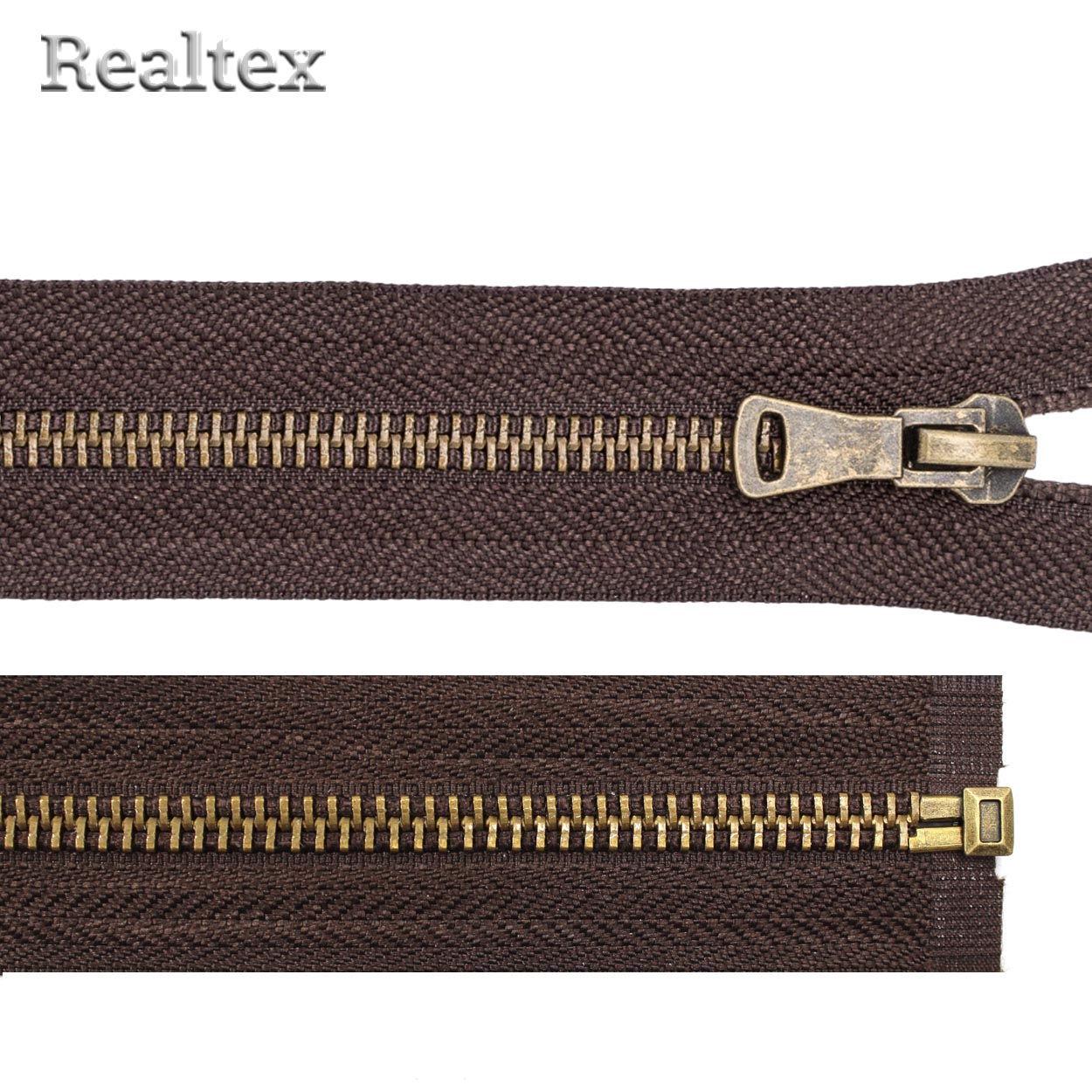 Молния металл Т.5 1 замок 75см разьемная цв.антик/141 тёмно-коричневый