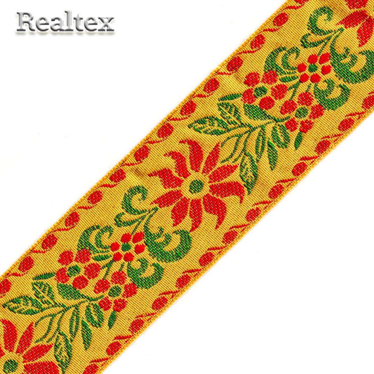 Тесьма жакардовая с3379г17 рис.8636 50мм (50м) цв.желтый