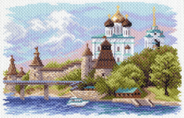 Рисунок на канве МП №1645 "Псковсий кремль" 28х37см