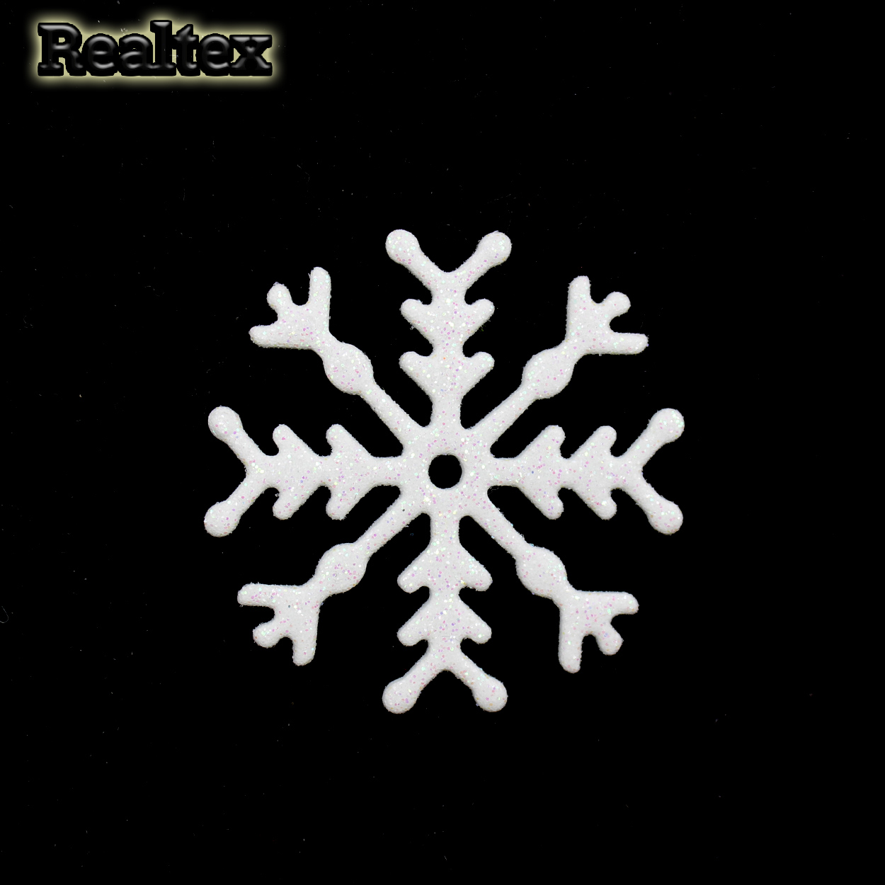 Набор 05 "Снежинки" из глиттерного фоамирана 50мм (10 шт) цв.белый