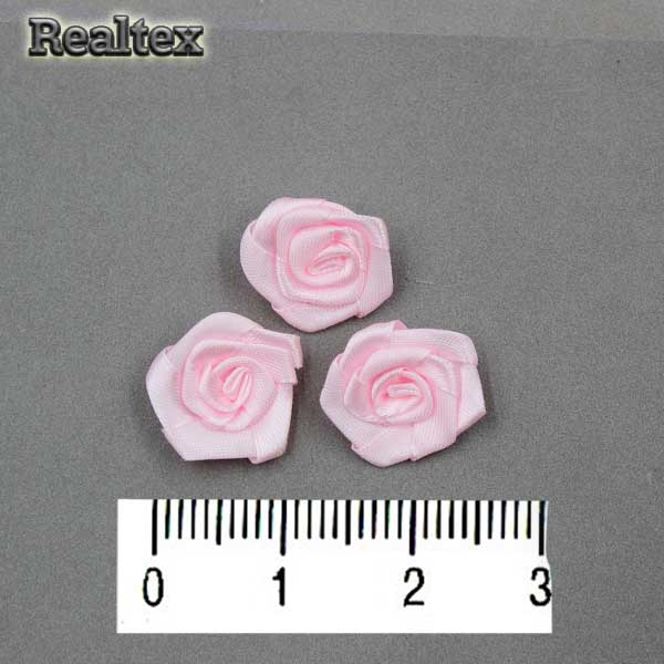 Розочки пришивные атласные Realtex R-2 цв.розовый