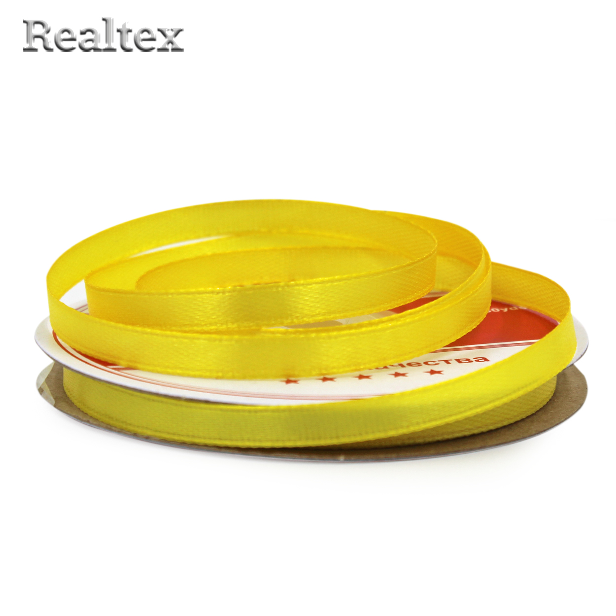 Лента атласная 6мм Realtex (27,4м) цв.022RS желтый