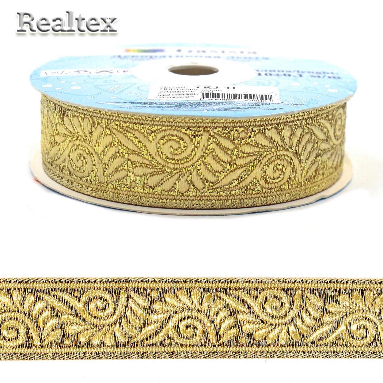 Тесьма жакардовая TRJ-41 22мм (10м) цв.золото 