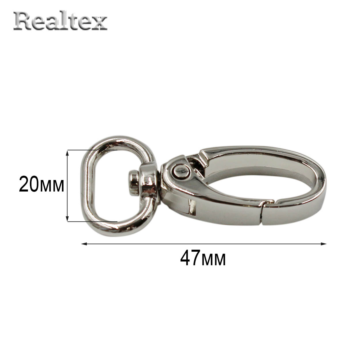 Карабин Realtex 20мм (10шт) цв.полированный никель