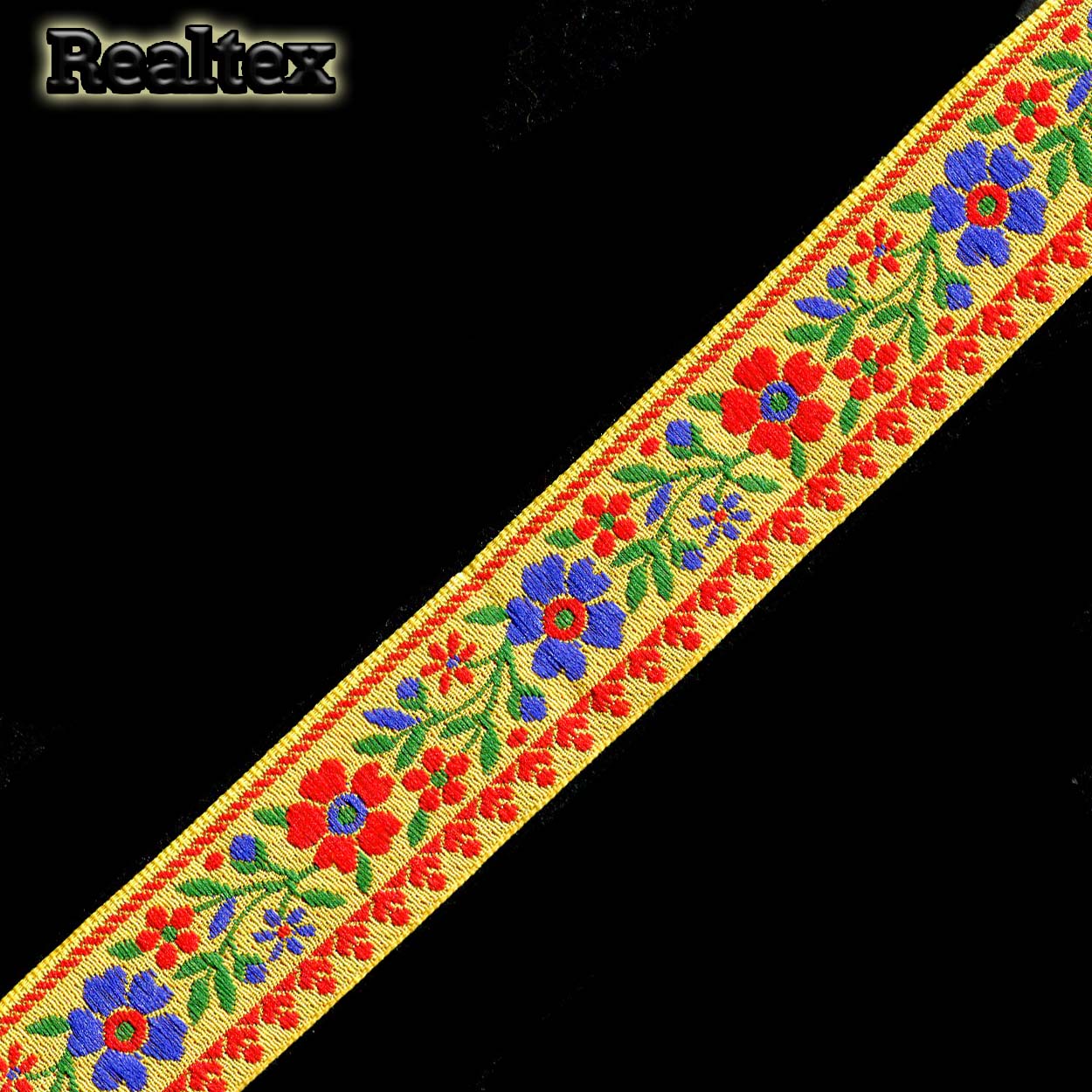 Тесьма жакардовая 32мм с1853г17 рис.9803 (10м) цв.желтый