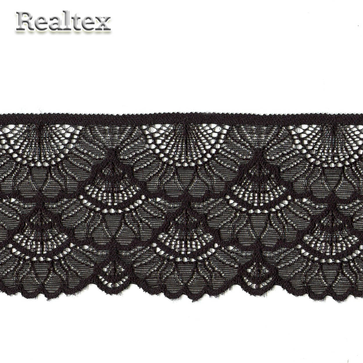 Кружево стрейч Реалтекс  85мм 6092-9 (20м) цв.черный