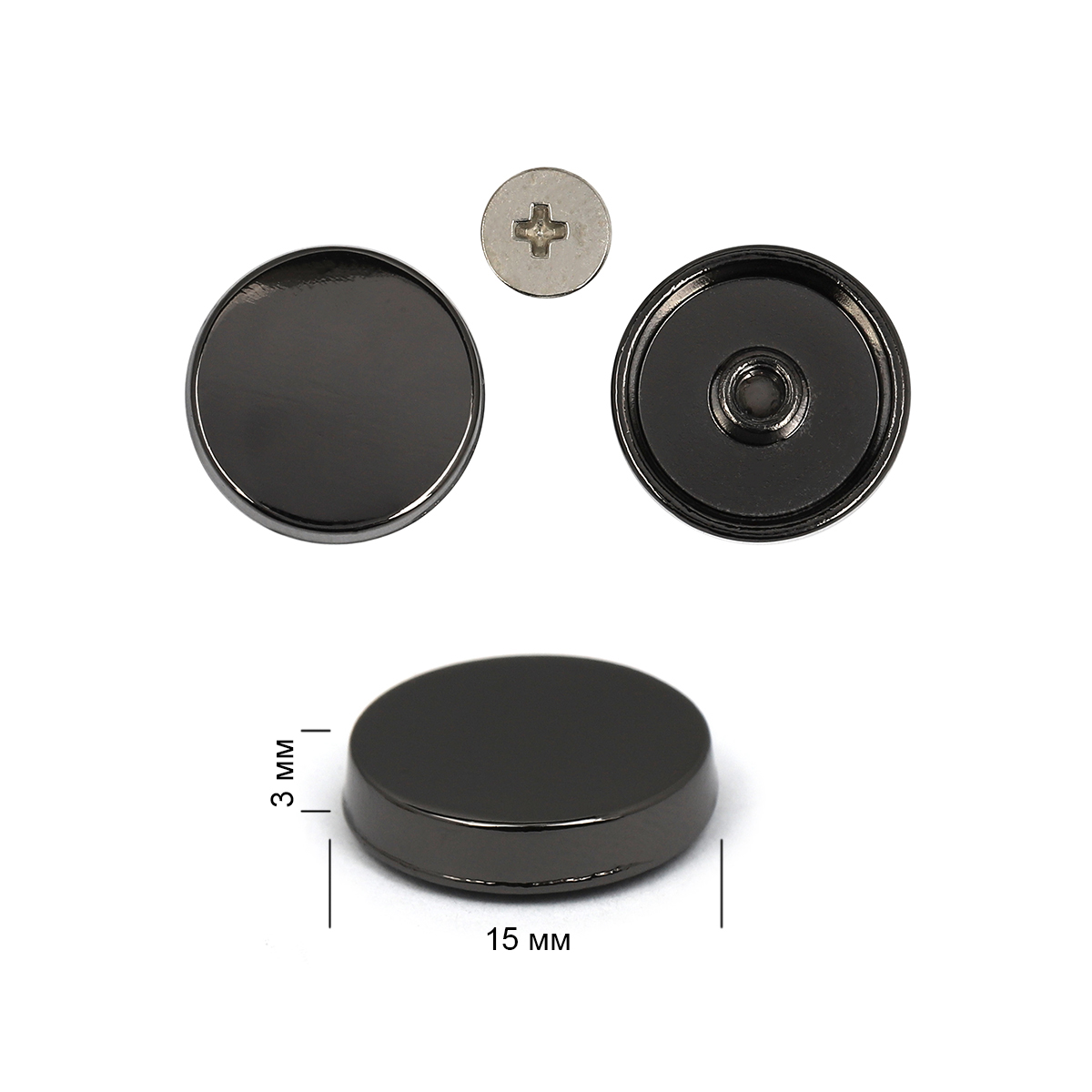 Ножки для сумок металл. TBY-107929 d-15мм h-3мм (10шт) цв.чёрный никель
