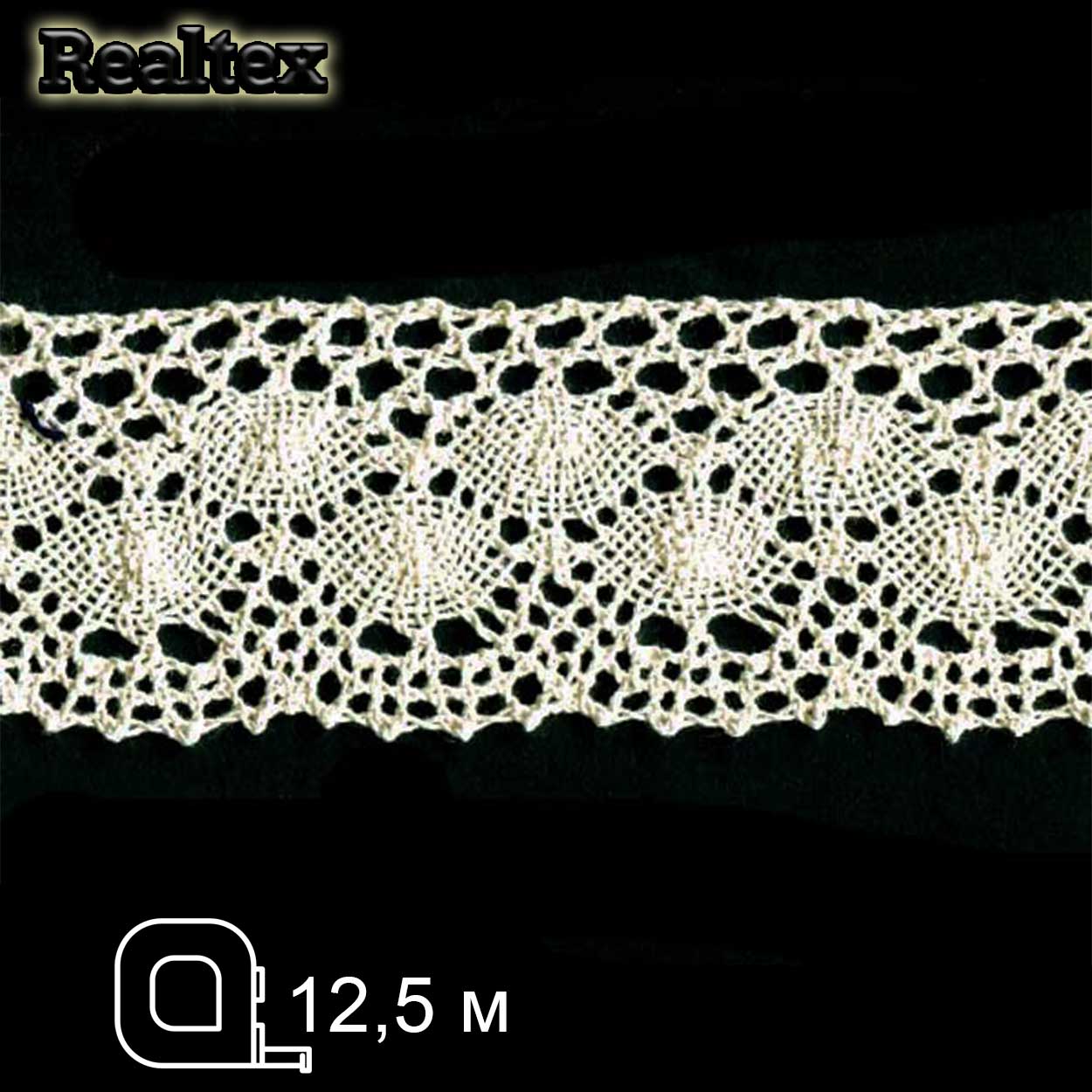 Кружево вязаное  61мм 61.01.058 (12,5м) цв.04 лён