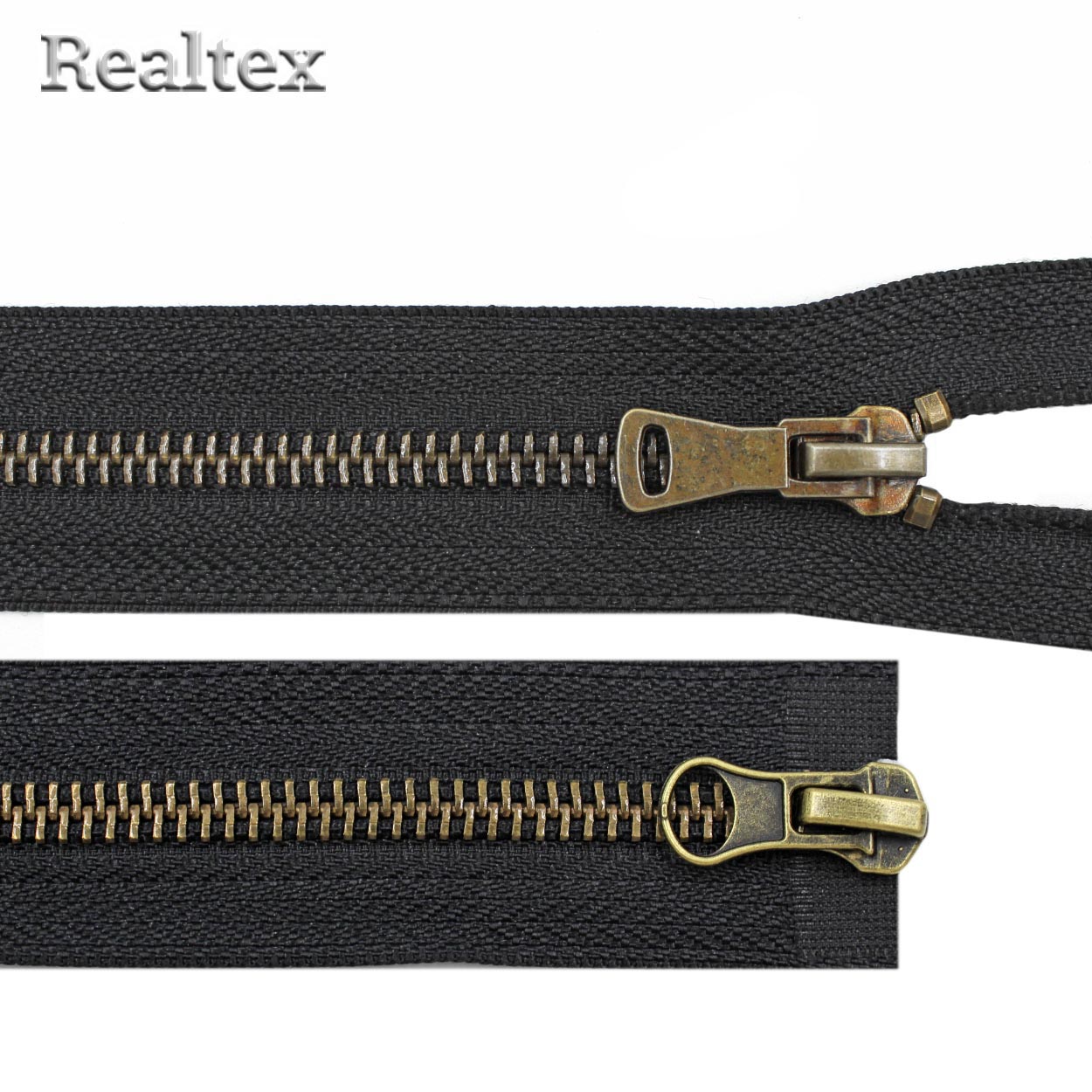 Молния металл Т.5 2замка 90см разъемная цв.антик/580 черный