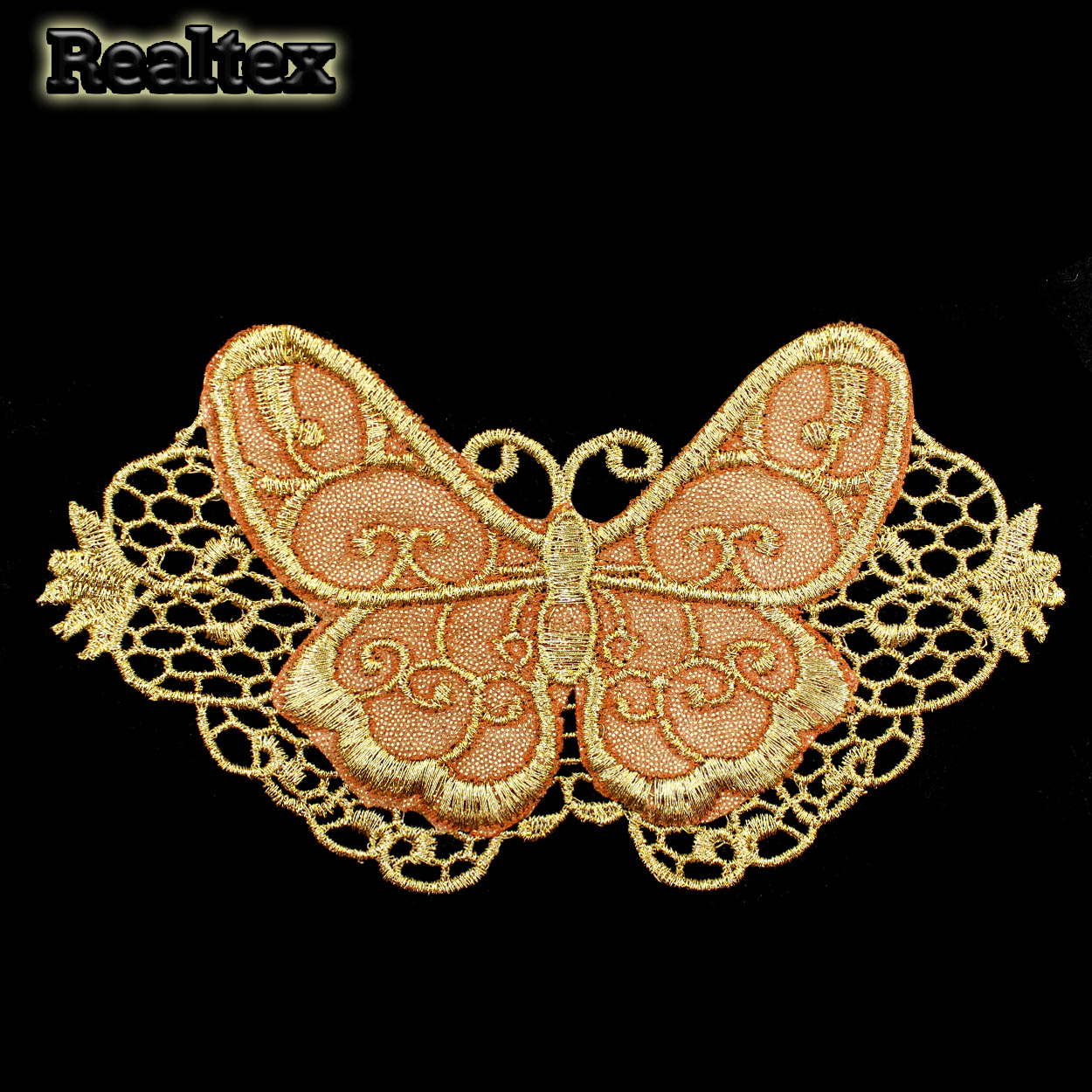 Пришивной элемент XY-340 Бабочка цв.золото