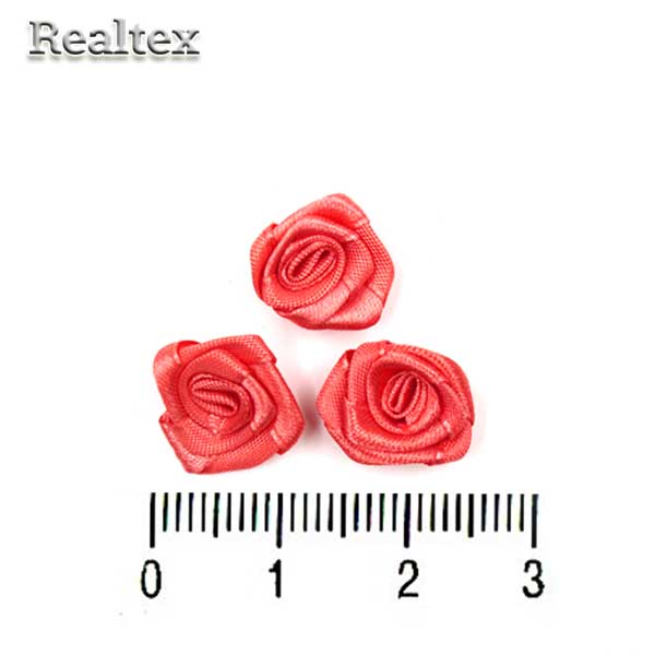 Розочки пришивные атласные Realtex R-2 цв.коралловый