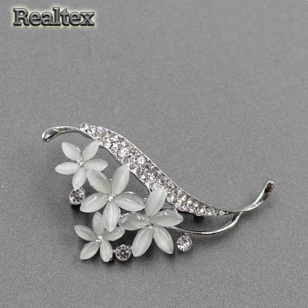 Брошь ювелирная Realtex R-083 "Букетик" цв.серебро 