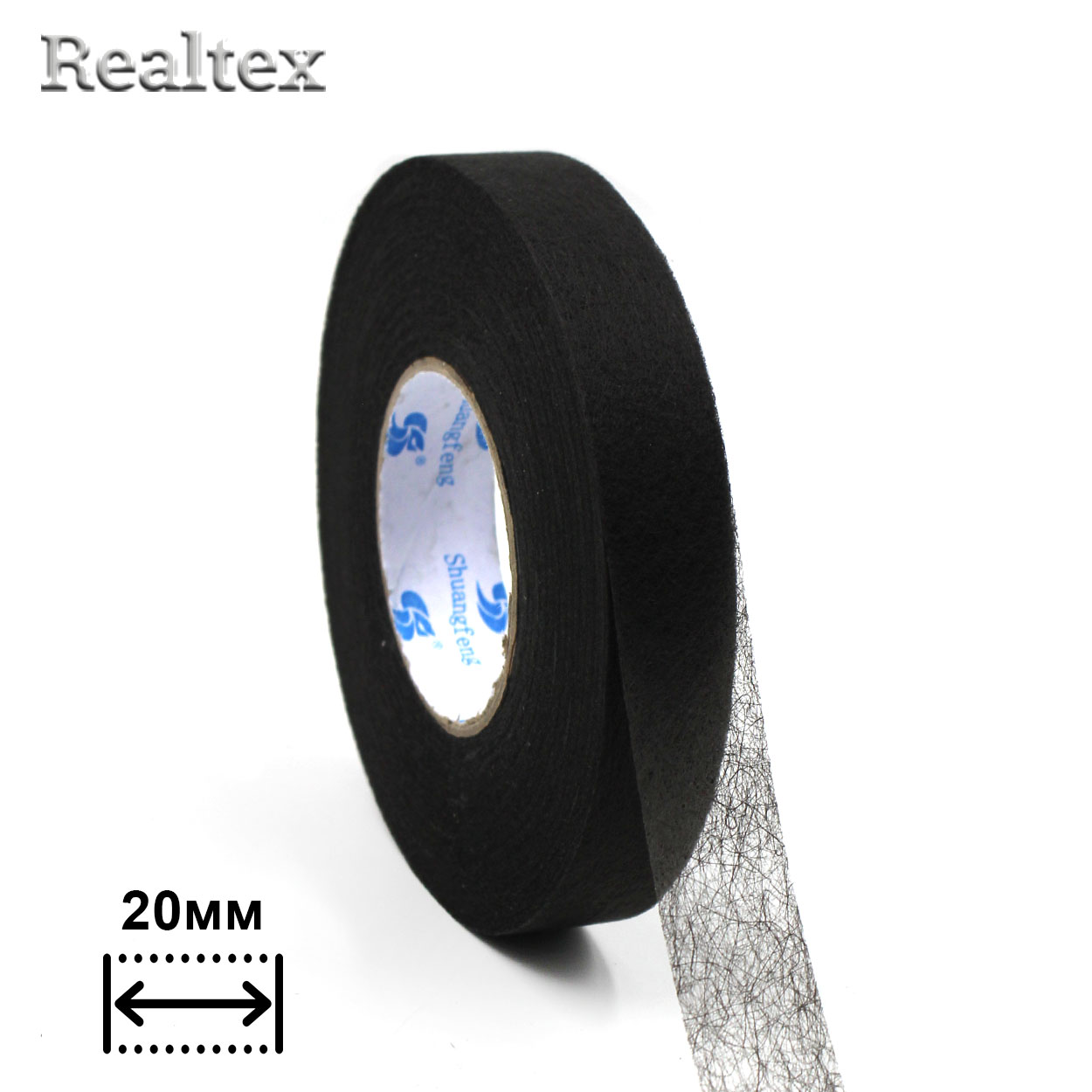  Паутинка  20мм Realtex (64м) цв.черный 