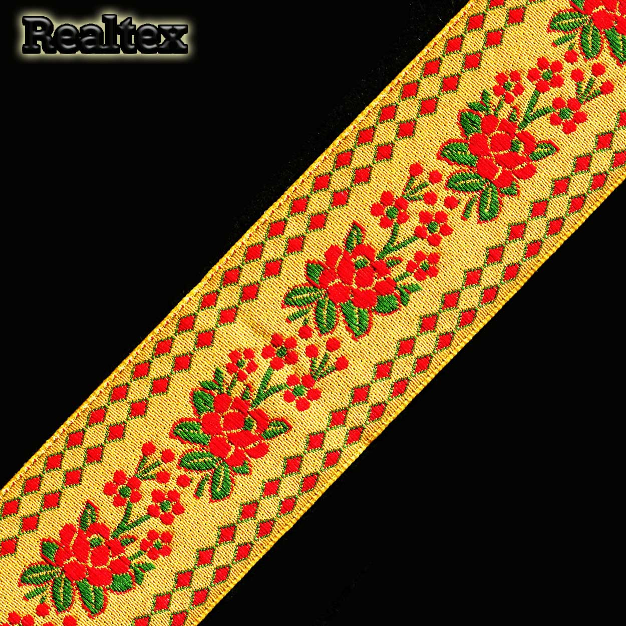 Тесьма жакардовая 50мм с3379г17 рис.9847 (25м) цв.желтый