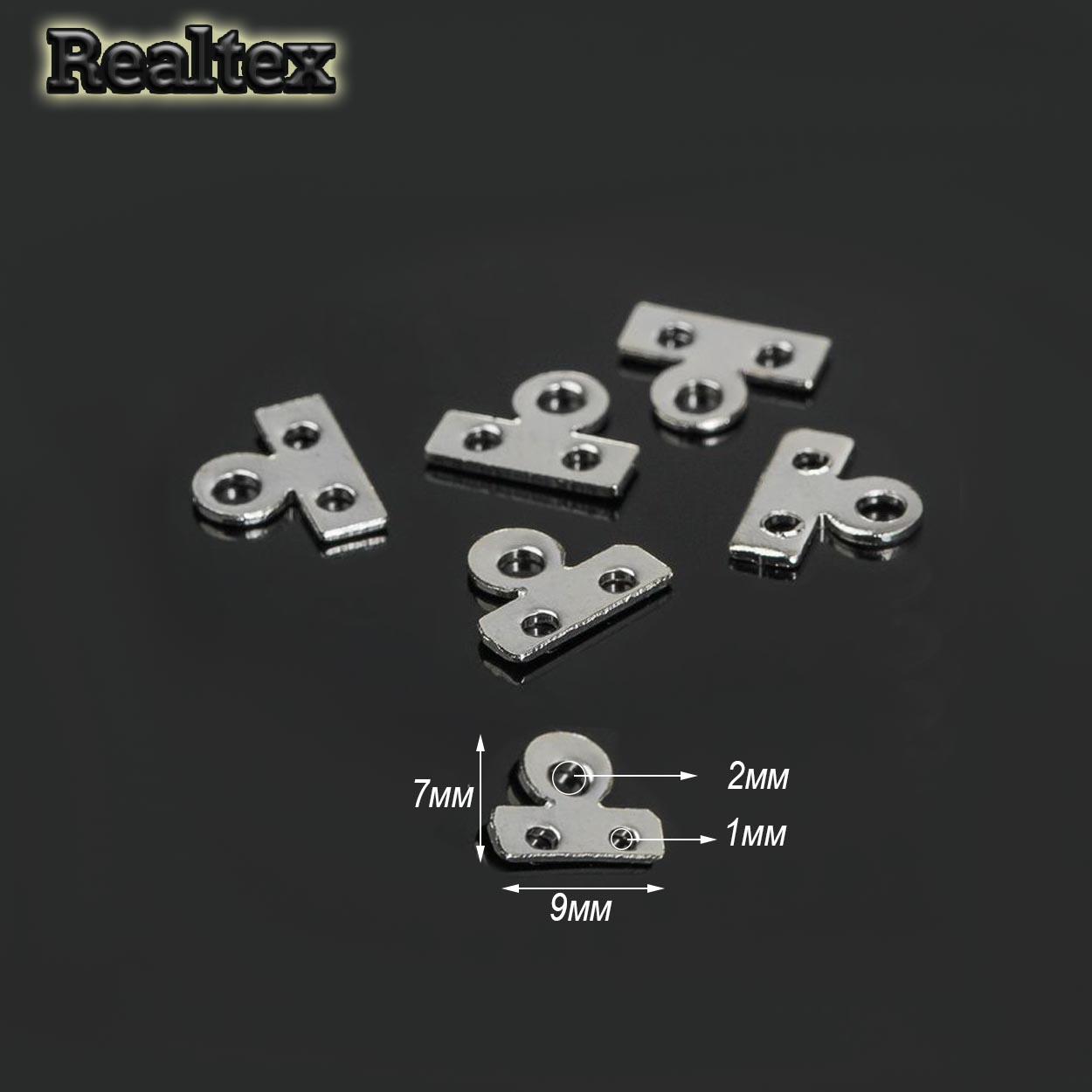 Держатель "Realtex" для 2 нитей 9*7мм (50шт) цв.серебро