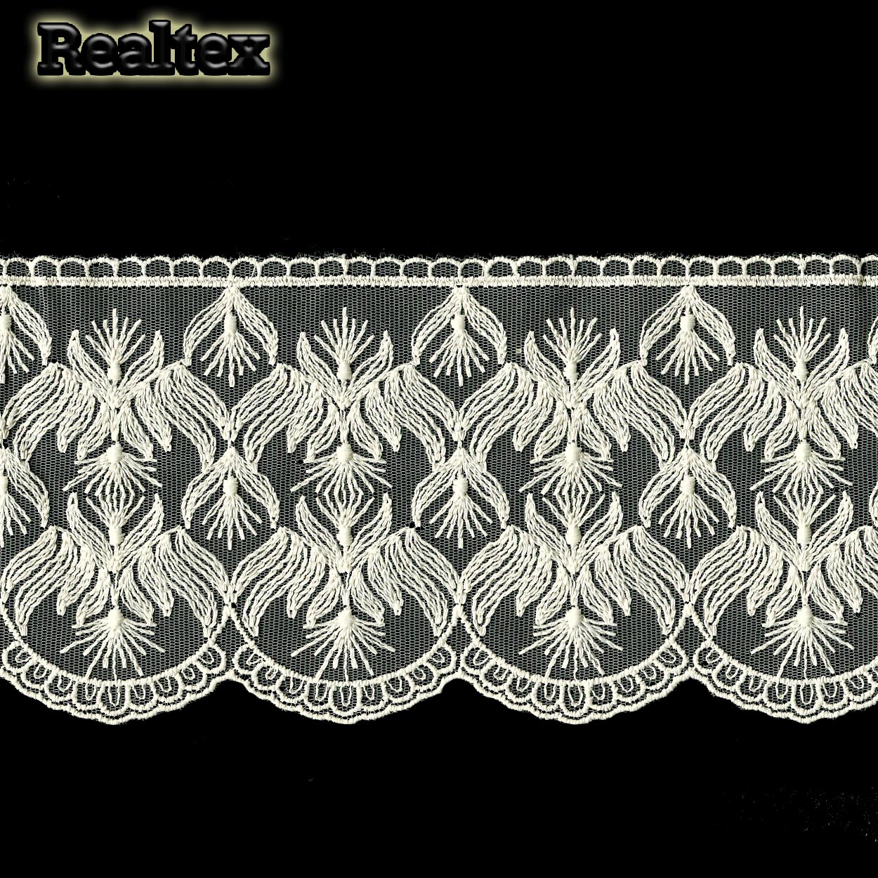 Кружево Реалтекс на сетке 115мм 8BE1119 матовая нить цв.молочный