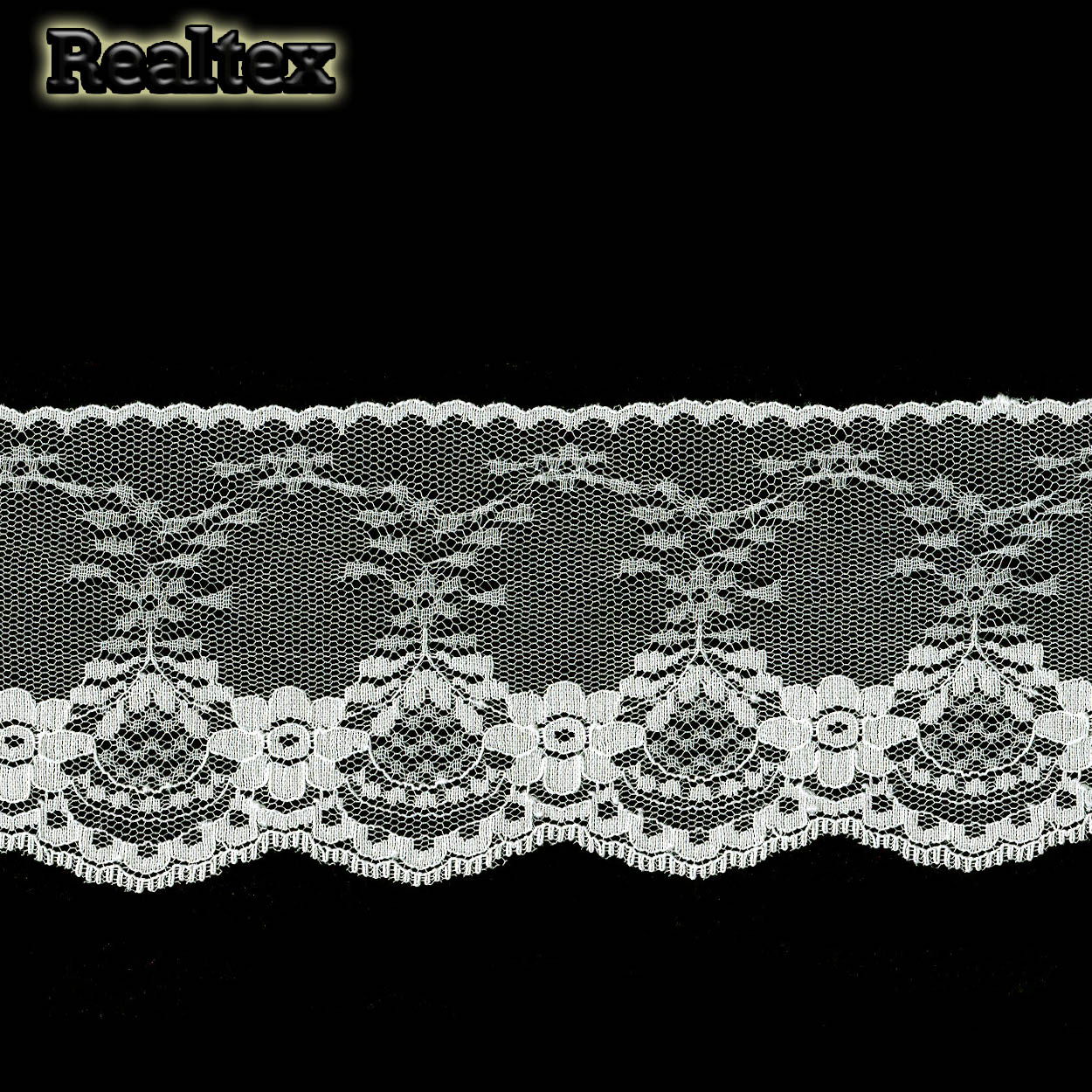 Кружево капроновое Реалтекс  90мм SC 1845 (25м) цв.светло-молочный