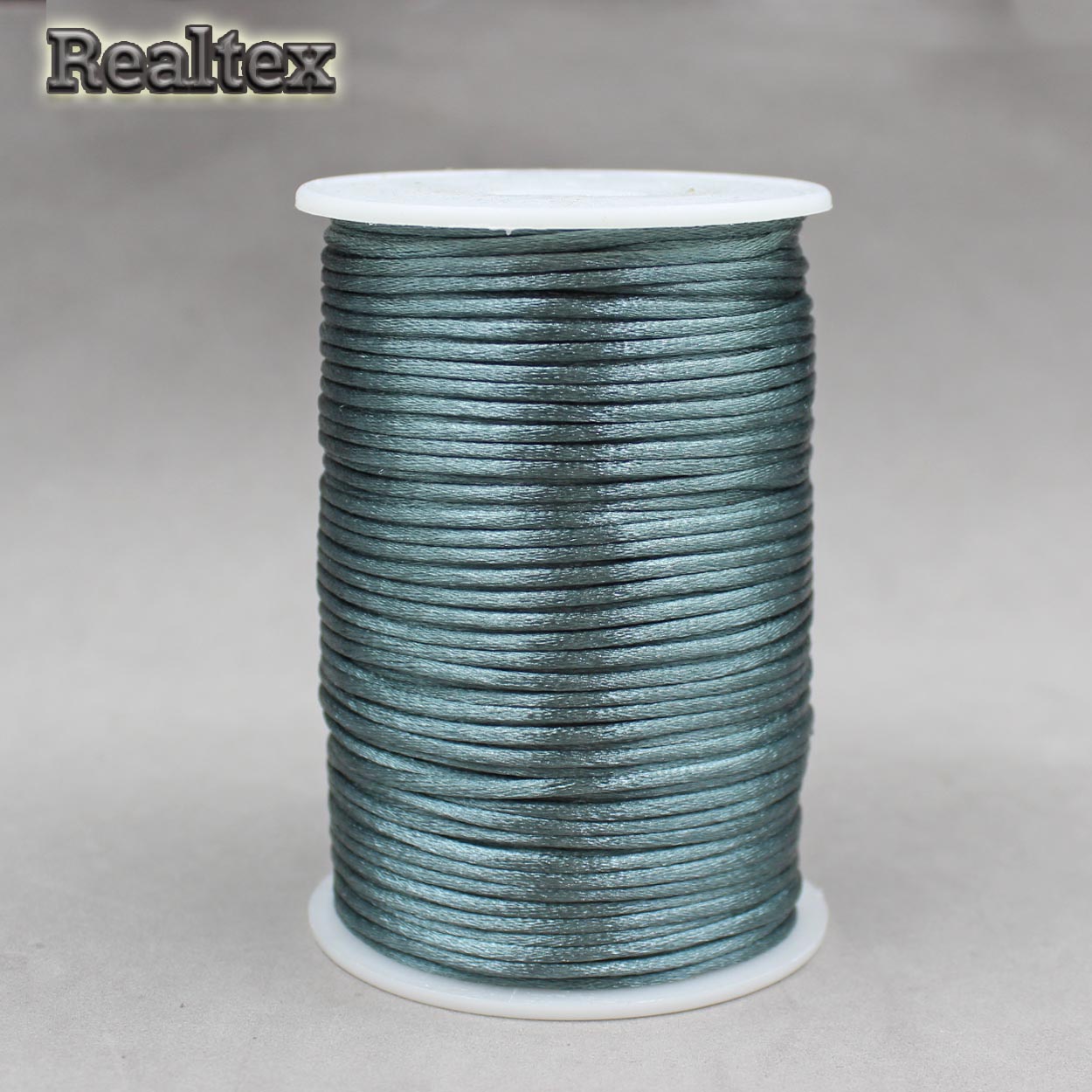 Шнур круглый атласный  Realtex 2мм (91.5м) цв.054 серо-зеленый