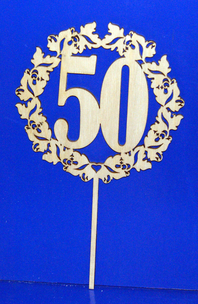 Заготовка для декорирования деревянная Топпер "50" 15*26см