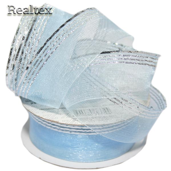 Лента капроновая 25мм ORT-25 "Blitz" цв.088 небесно-голубой/серебро