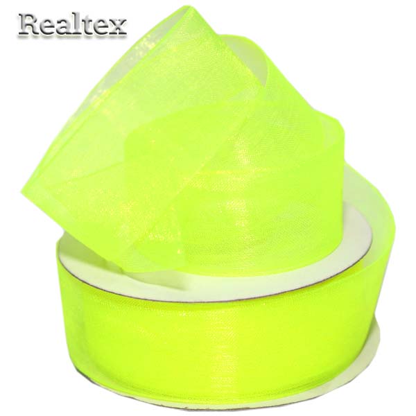 Лента капроновая 25мм Realtex цв. 3110 неон.салат