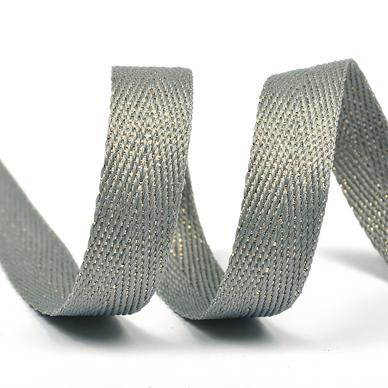 Тесьма киперная металлизированная 90370 13мм цв.серый/золото