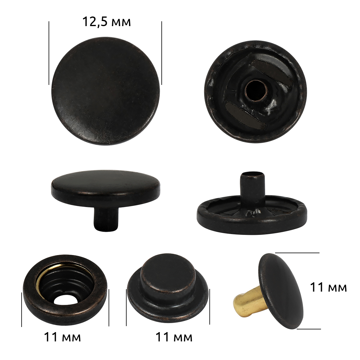 Кнопка 12,5мм TBY Delta нержавеющая сталь (36шт) цв.оксид