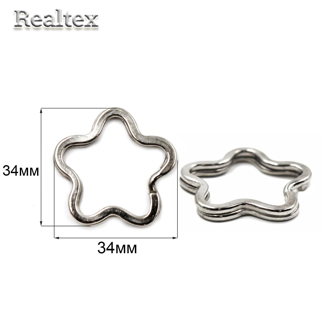 Кольцо для брелока Realtex 34*34мм LD-034 "Звезда"(50шт) цв.никель