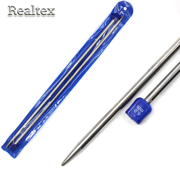 Спицы прямые металл Realtex № 6,0 мм 35см