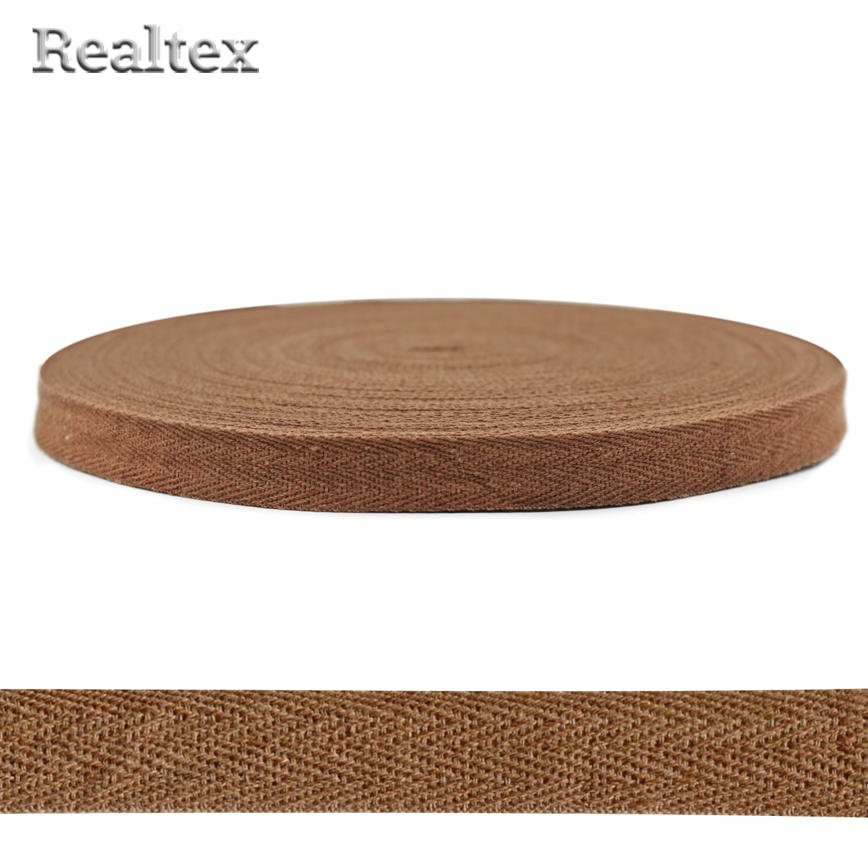 Тесьма киперная 15мм Realtex (50м) цв.49 светло-коричневый